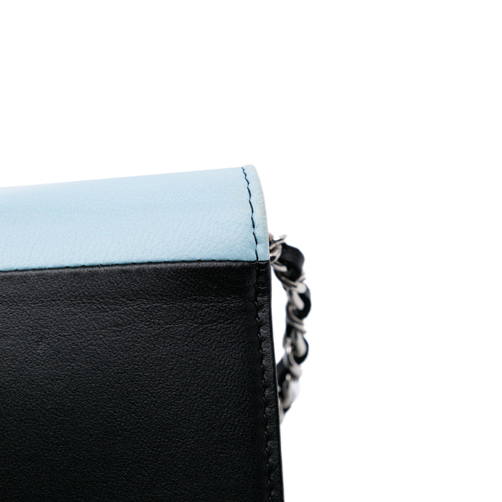 Lambskin Airlines Wallet On Chain Blue - Gaby Paris