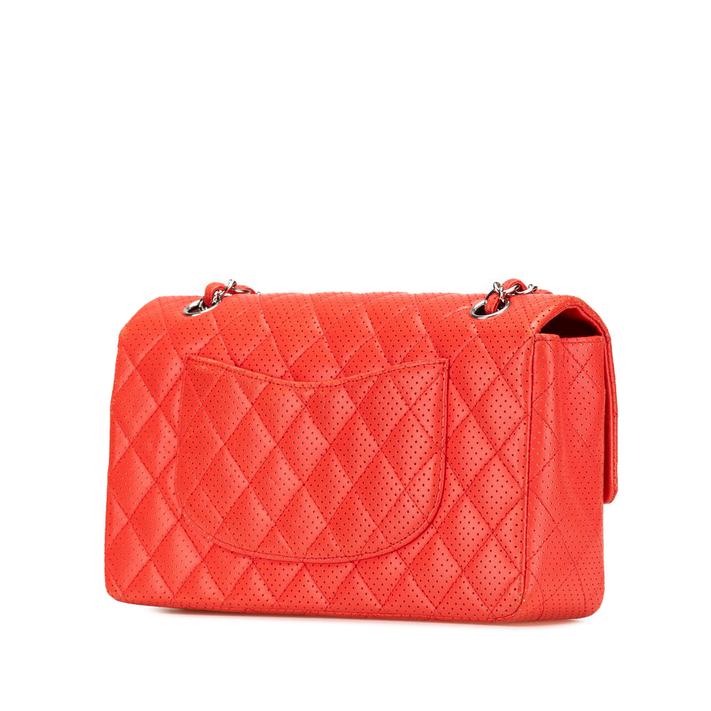 Medium Classic Perforated Lambskin Single Flap Red - Gaby Paris