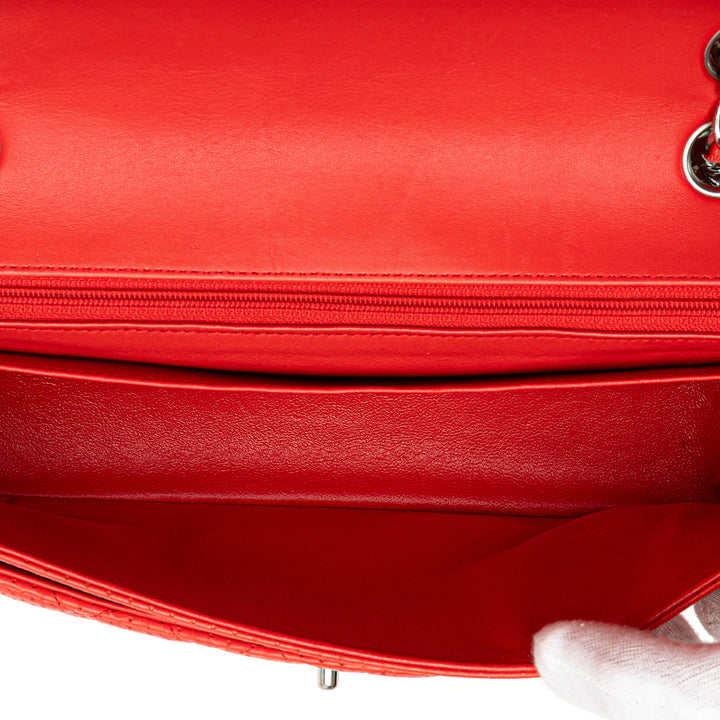 Medium Classic Perforated Lambskin Single Flap Red - Gaby Paris