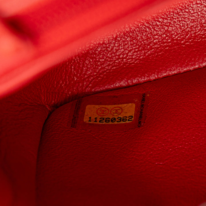 Medium Classic Perforated Lambskin Single Flap Red - Gaby Paris