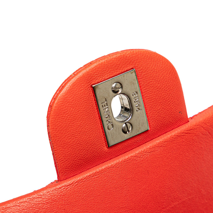 Medium Classic Perforated Lambskin Single Flap Red - Gaby Paris