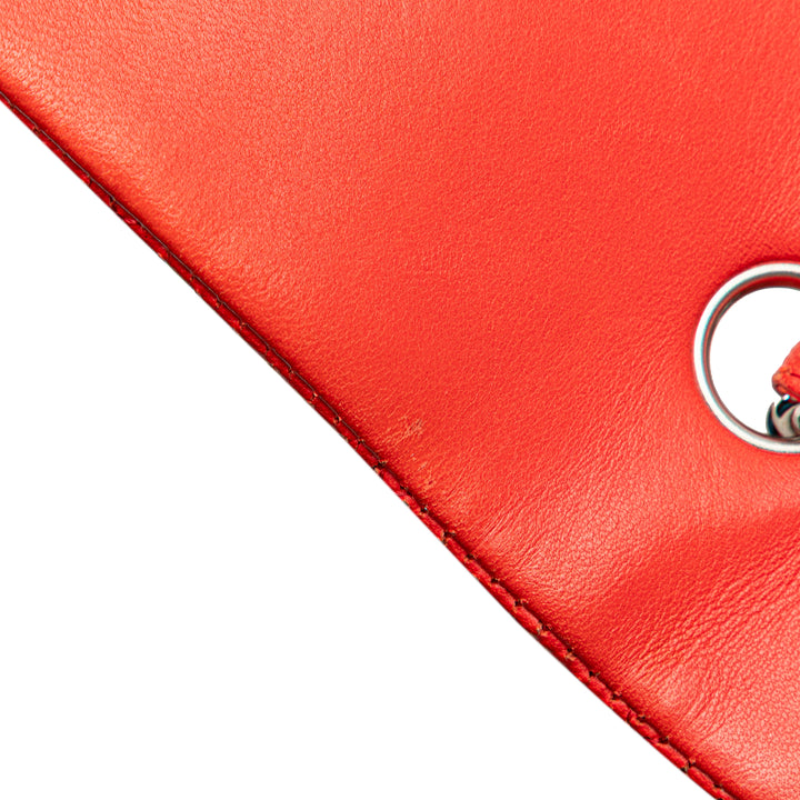 Medium Classic Perforated Lambskin Single Flap Red - Gaby Paris