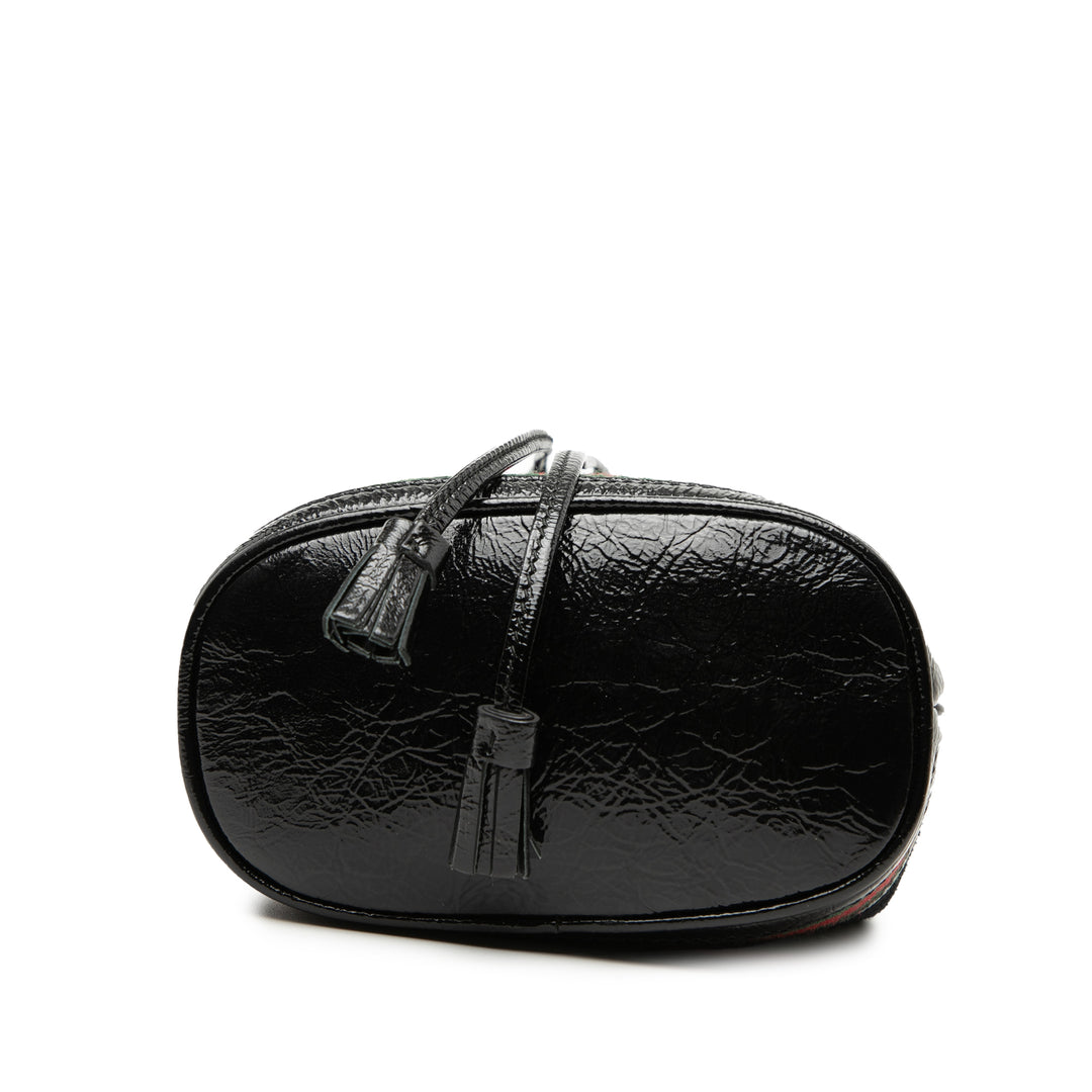 Gucci Mini Daim et Cuir verni Web Ophidia Bucket Sac