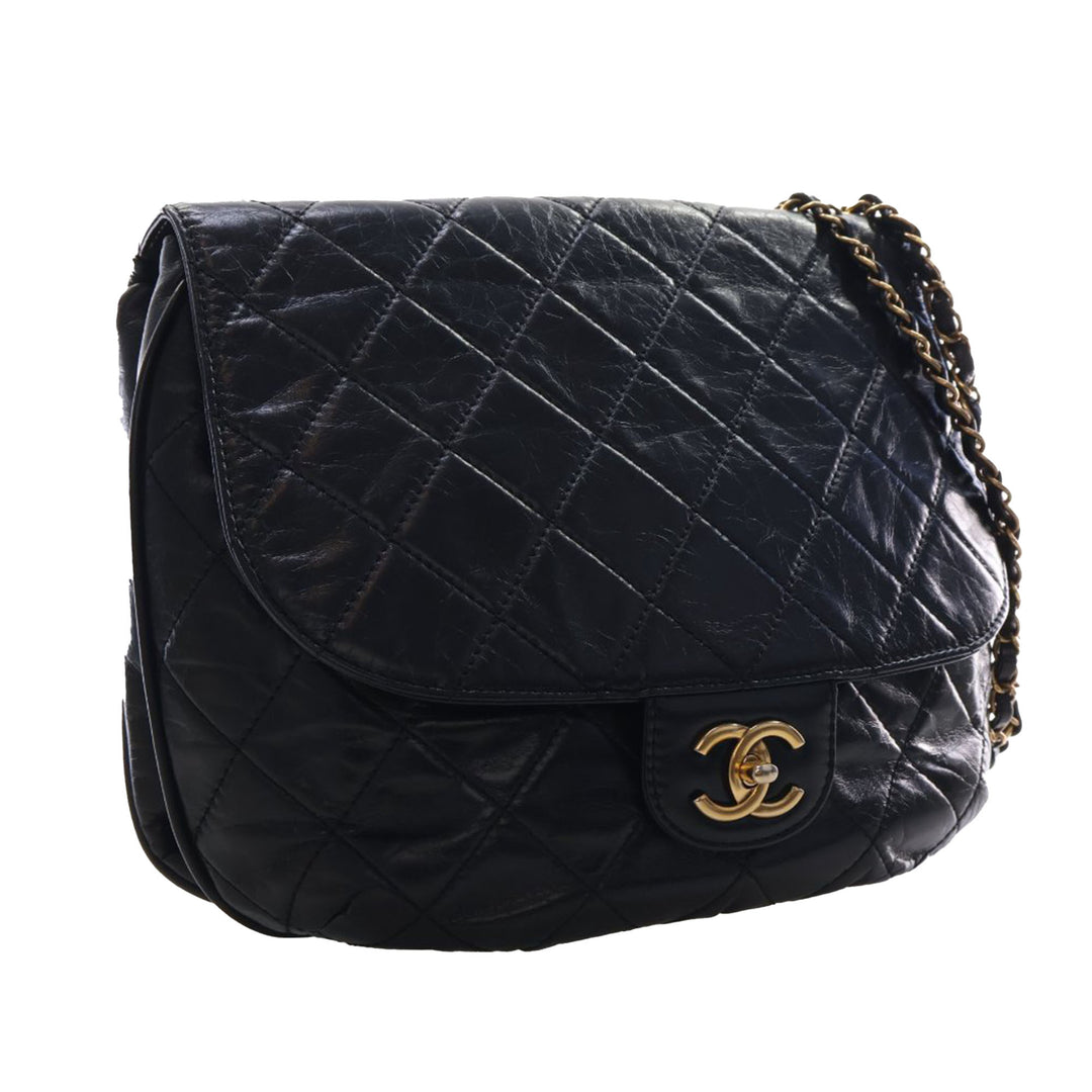 Chanel Medium Matelassé Glazed Cuir de veau Bubble CC à rabat