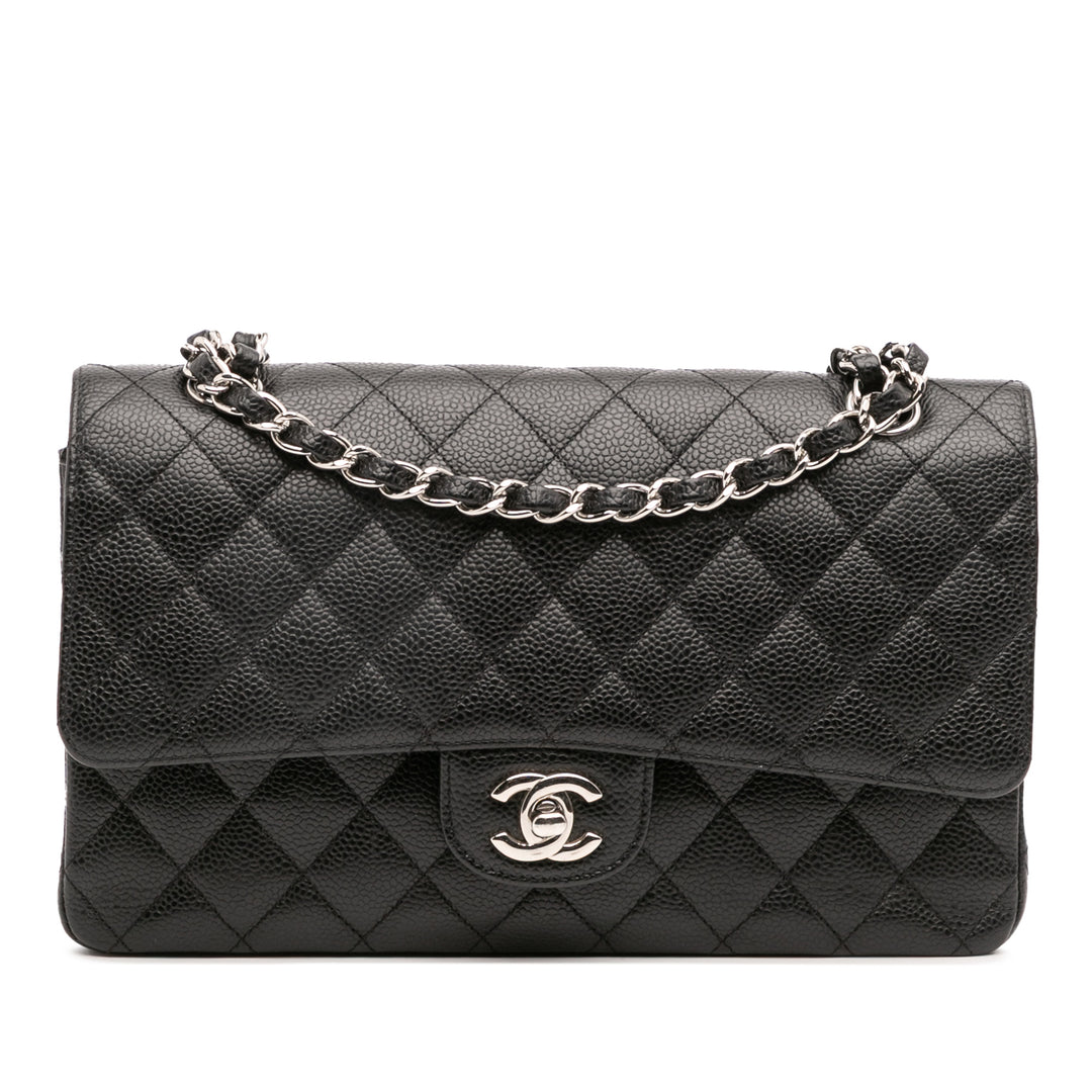 Medium Classic Caviar Double Flap Black - Gaby Paris