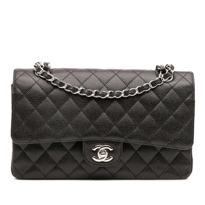Medium Classic Caviar Double Flap Black - Gaby Paris