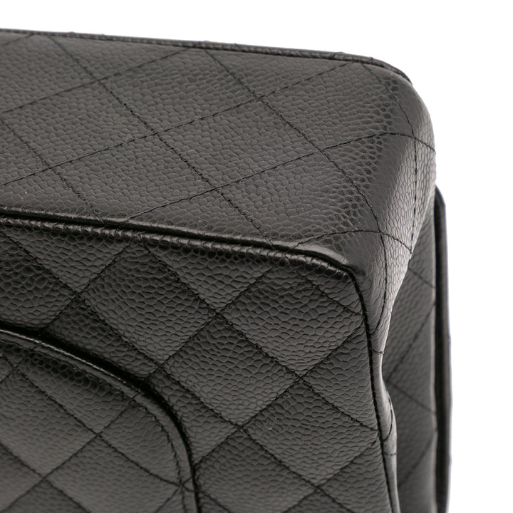 Medium Classic Caviar Double Flap Black - Gaby Paris