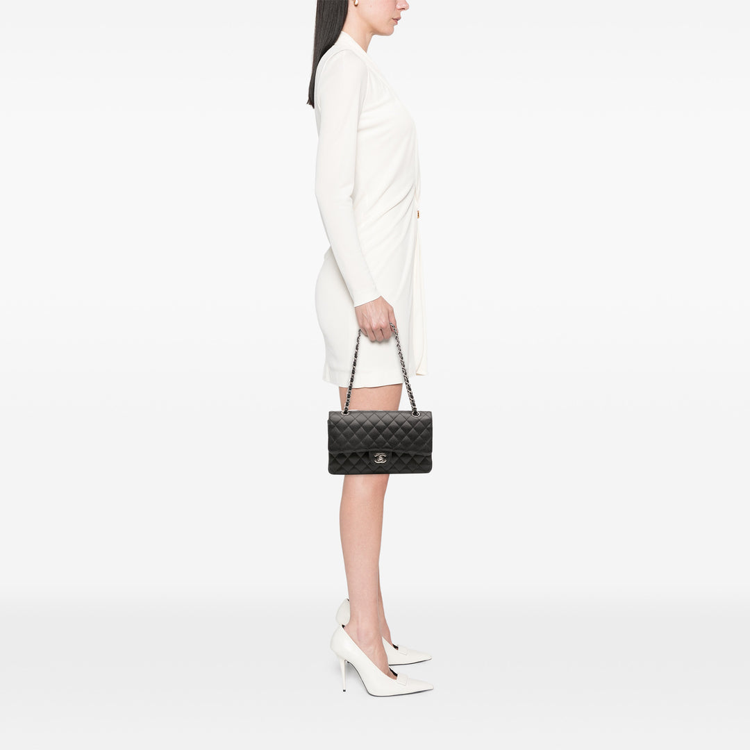 Medium Classic Caviar Double Flap Black - Gaby Paris