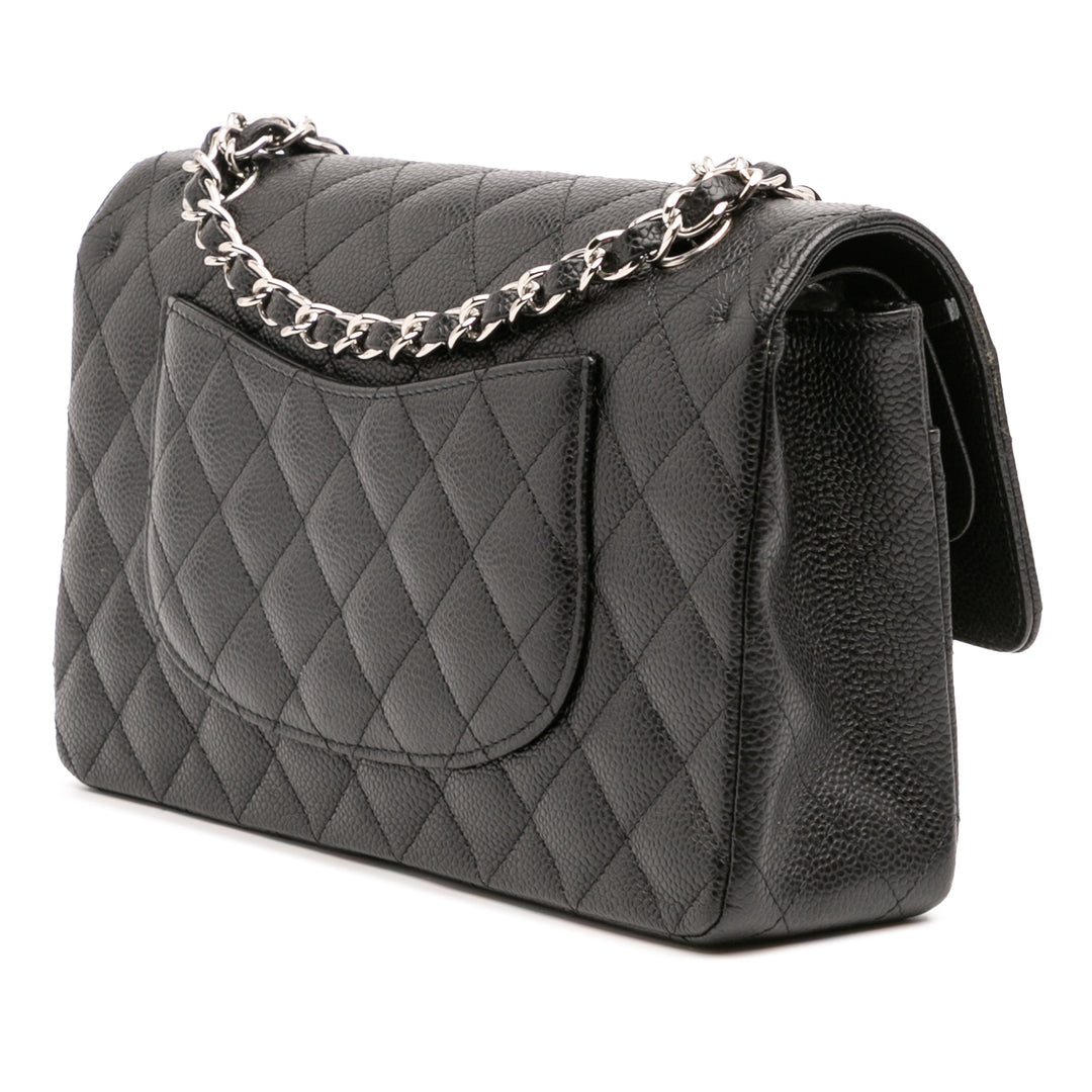 Medium Classic Caviar Double Flap Black - Gaby Paris