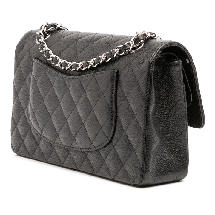 Medium Classic Caviar Double Flap Black - Gaby Paris