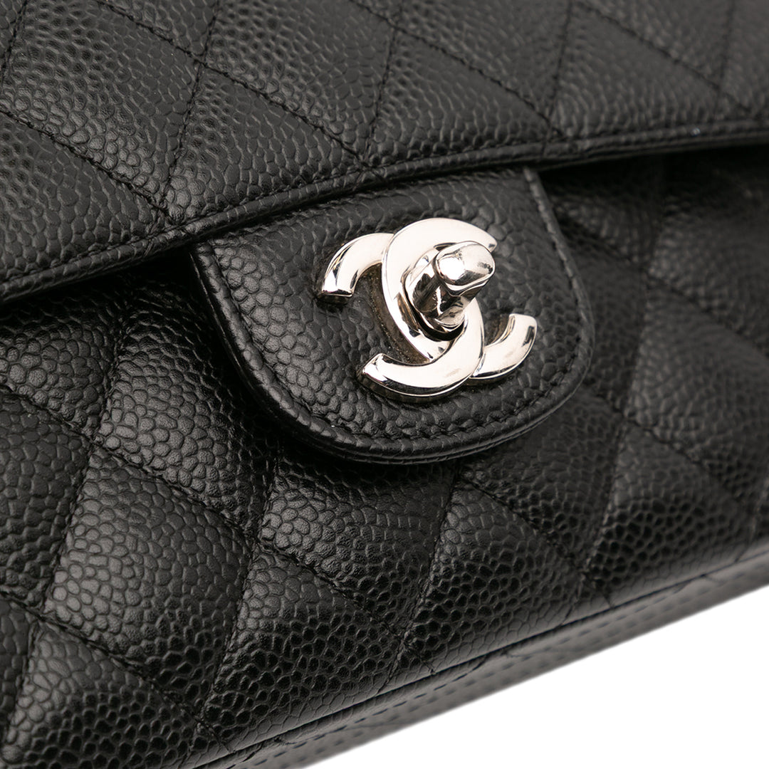 Medium Classic Caviar Double Flap Black - Gaby Paris
