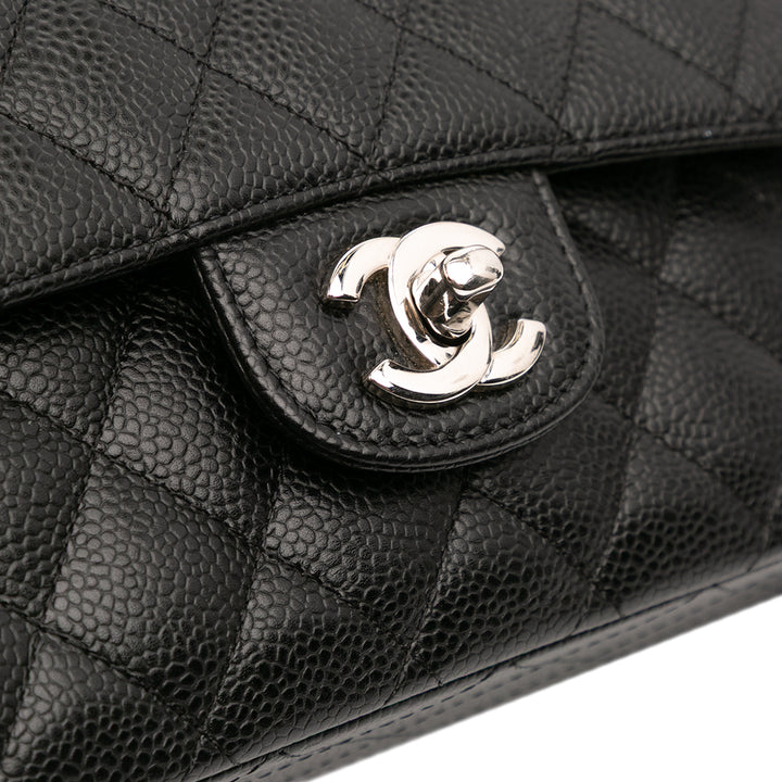 Medium Classic Caviar Double Flap Black - Gaby Paris