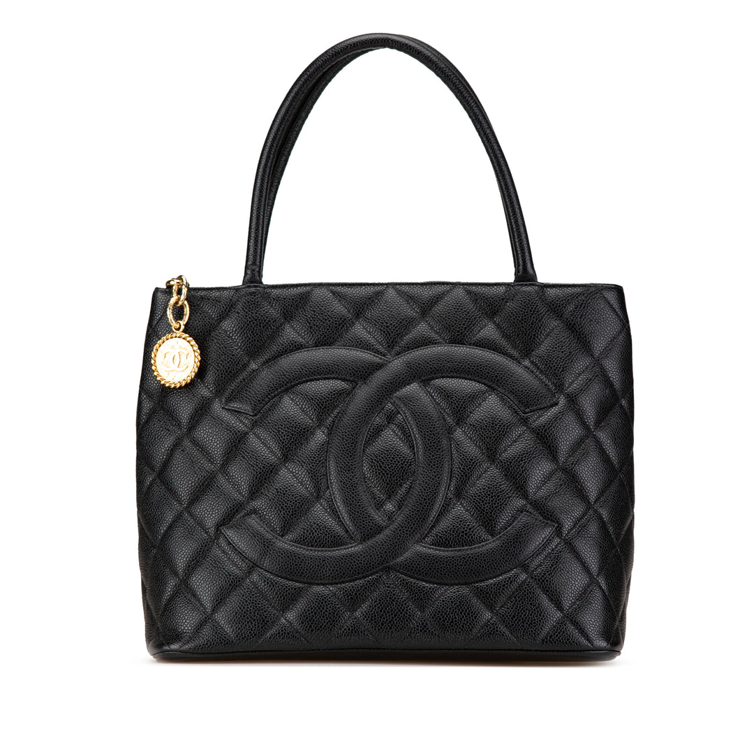 Caviar Medallion Tote Black - Gaby Paris
