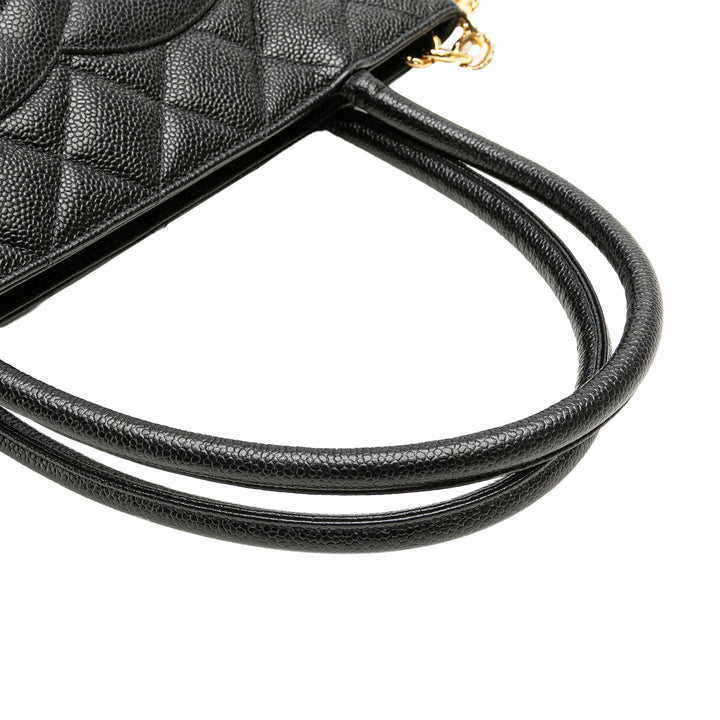 Caviar Medallion Tote Black - Gaby Paris