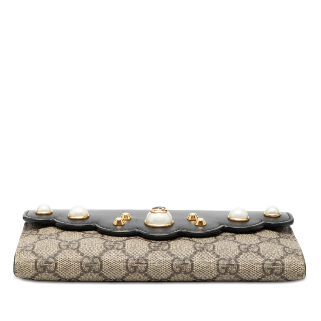 Gucci GG Supreme Perle clouté Peony Portefeuille long