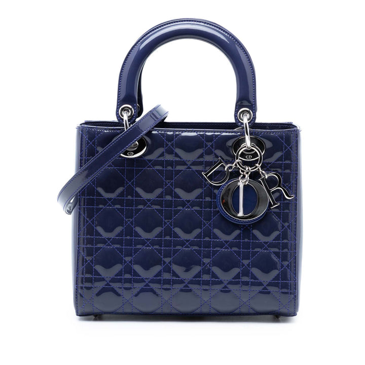 Dior Medium Cuir verni Cannage Lady Dior