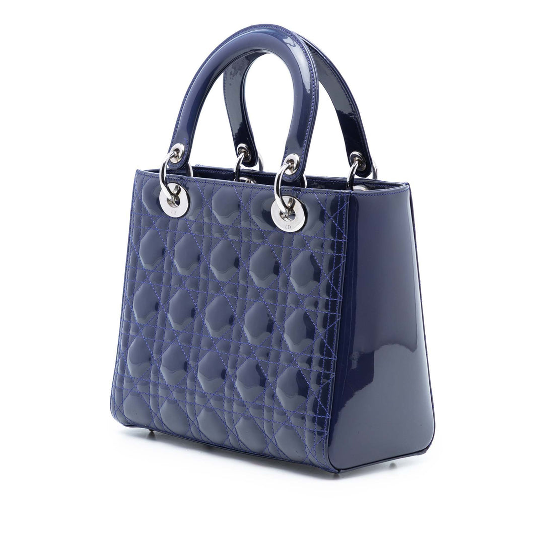 Dior Medium Cuir verni Cannage Lady Dior