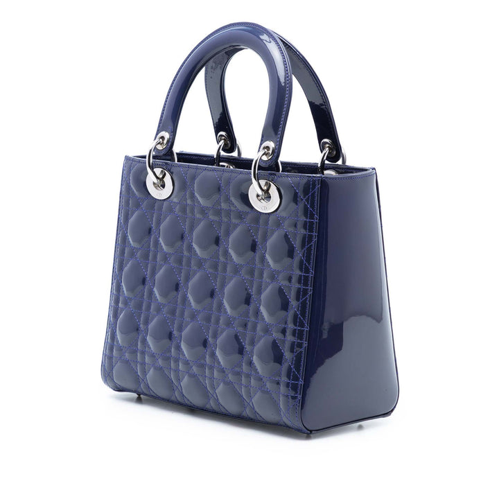 Dior Medium Cuir verni Cannage Lady Dior