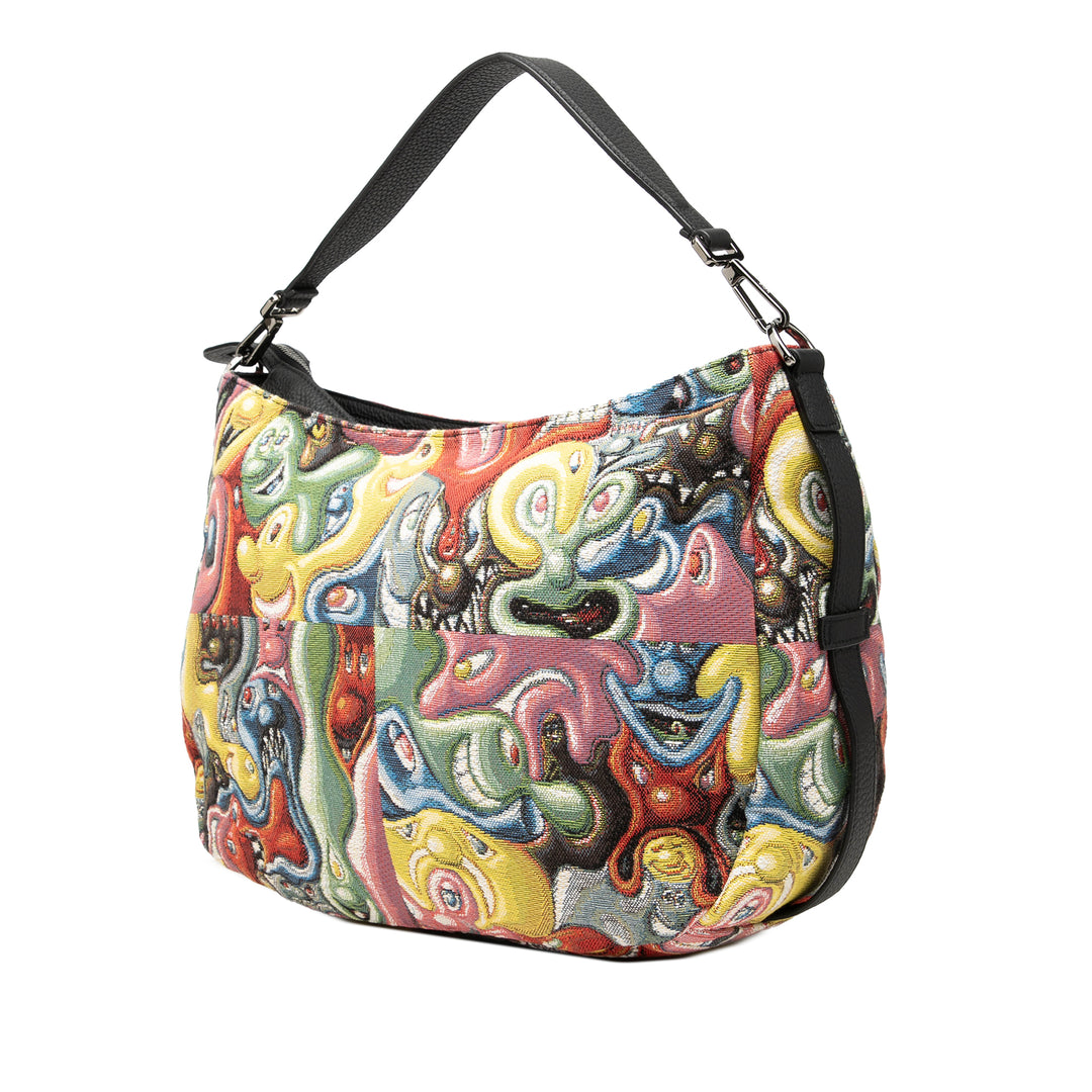 Dior Kenny Scharf Imprimé Souple Saddle Sac Jaune – vue 2 – GABY PARIS