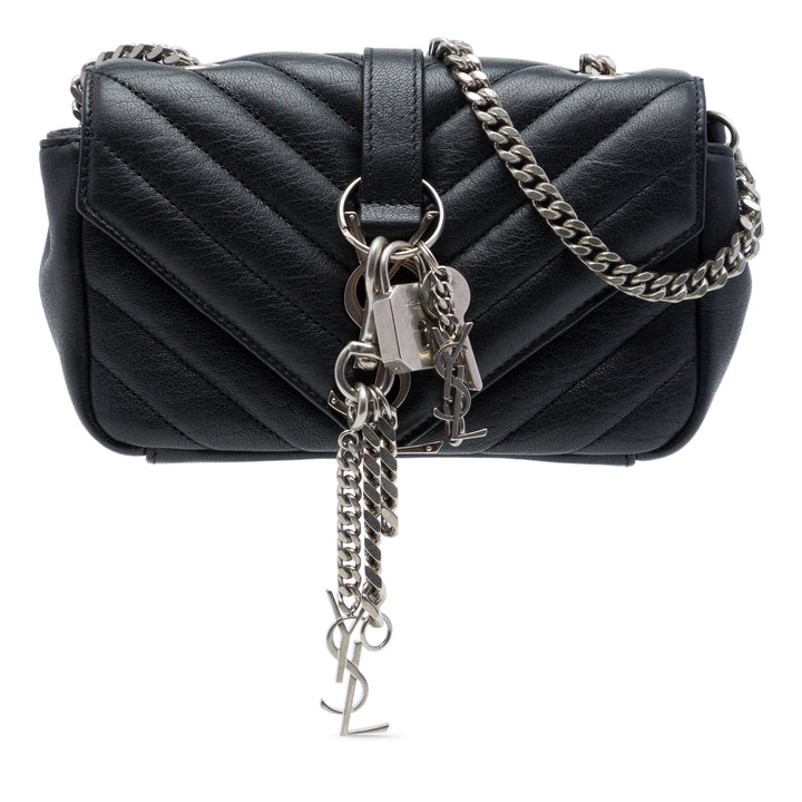 Saint Laurent Chevron Classic Punk Sac à chaîne Baby de mouton Noir – vue principale – GABY PARIS