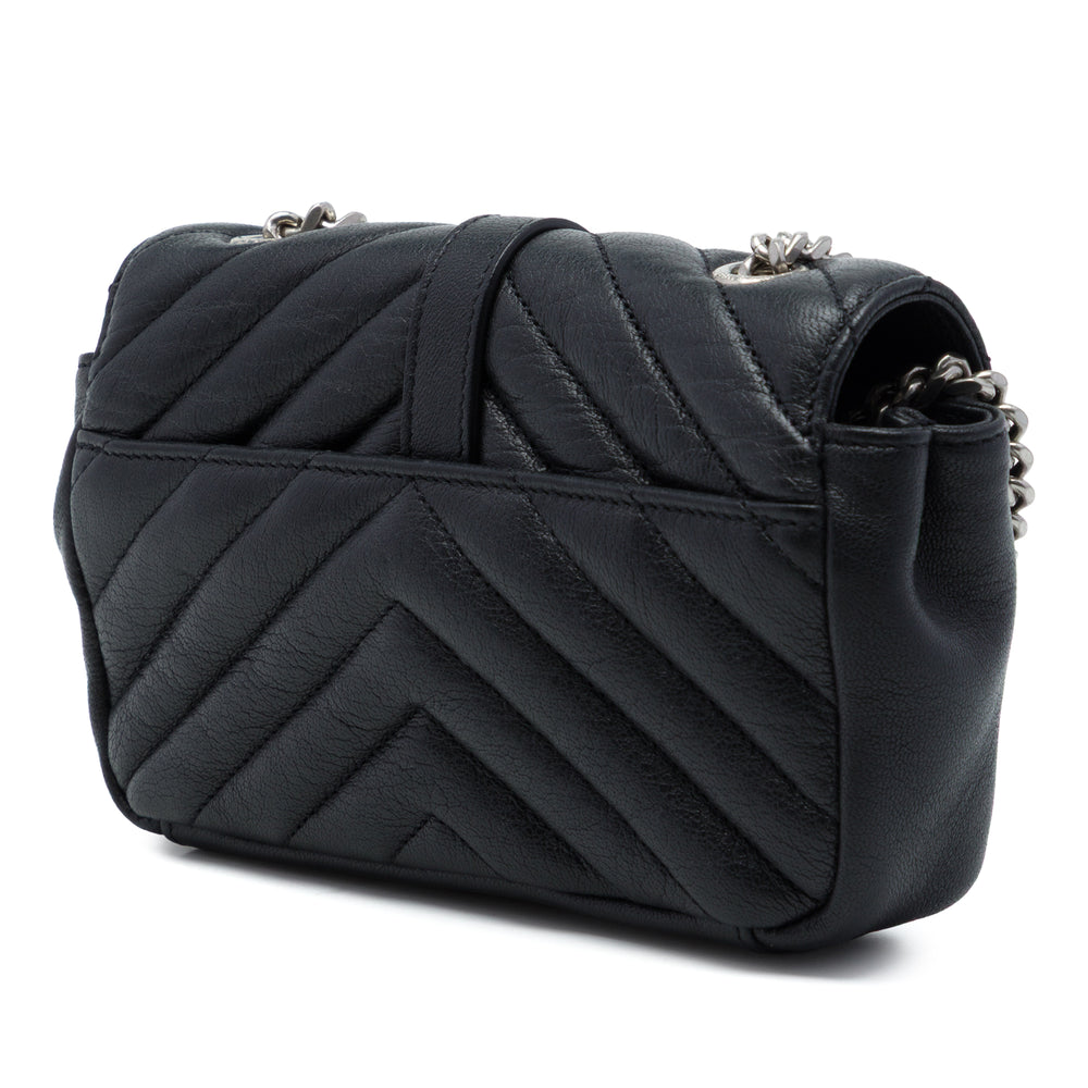 Saint Laurent Chevron Classic Punk Sac à chaîne Baby de mouton Noir – vue 2 – GABY PARIS