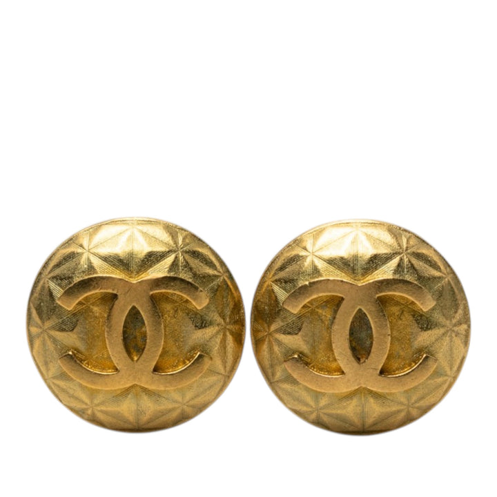 Chanel CC plaqué Rond À clip Boucles d'oreilles Métal