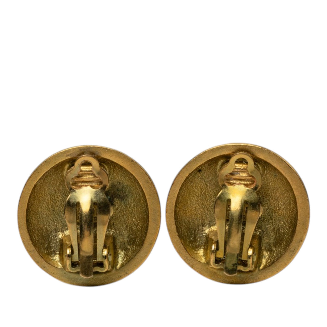 Chanel CC plaqué Rond À clip Boucles d'oreilles Métal