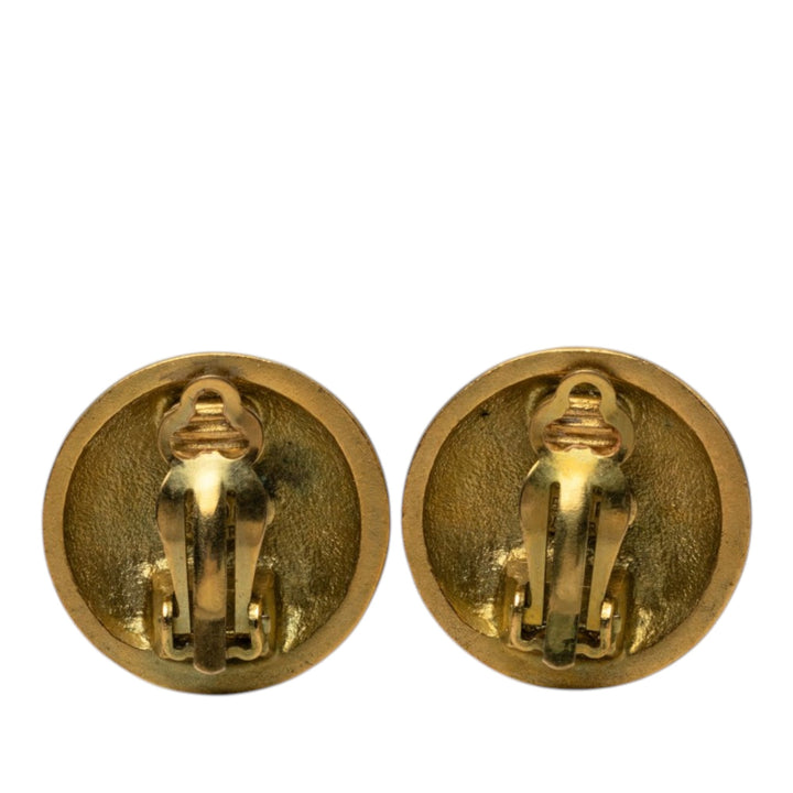 Chanel CC plaqué Rond À clip Boucles d'oreilles Métal
