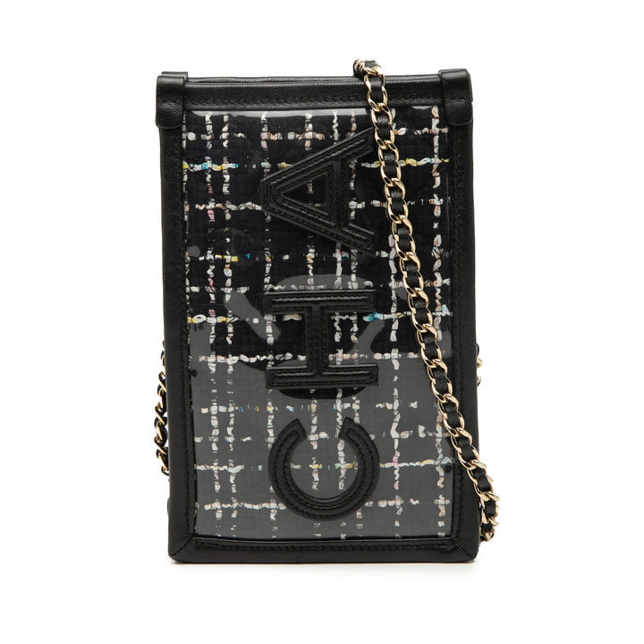 Chanel Tweed et PVC Phone Pochette avec chaîne