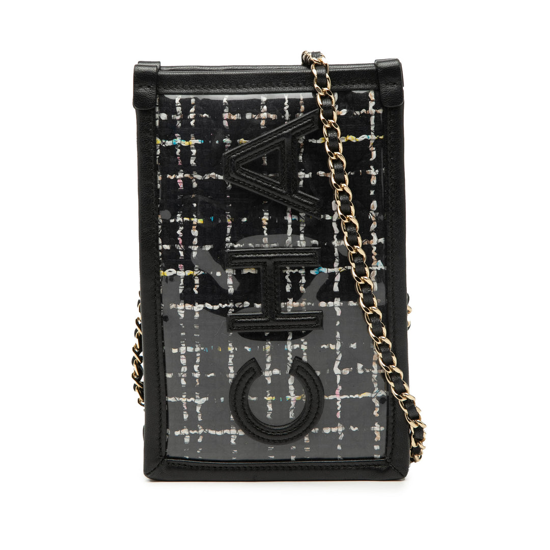 Chanel Tweed et PVC Phone Pochette avec chaîne
