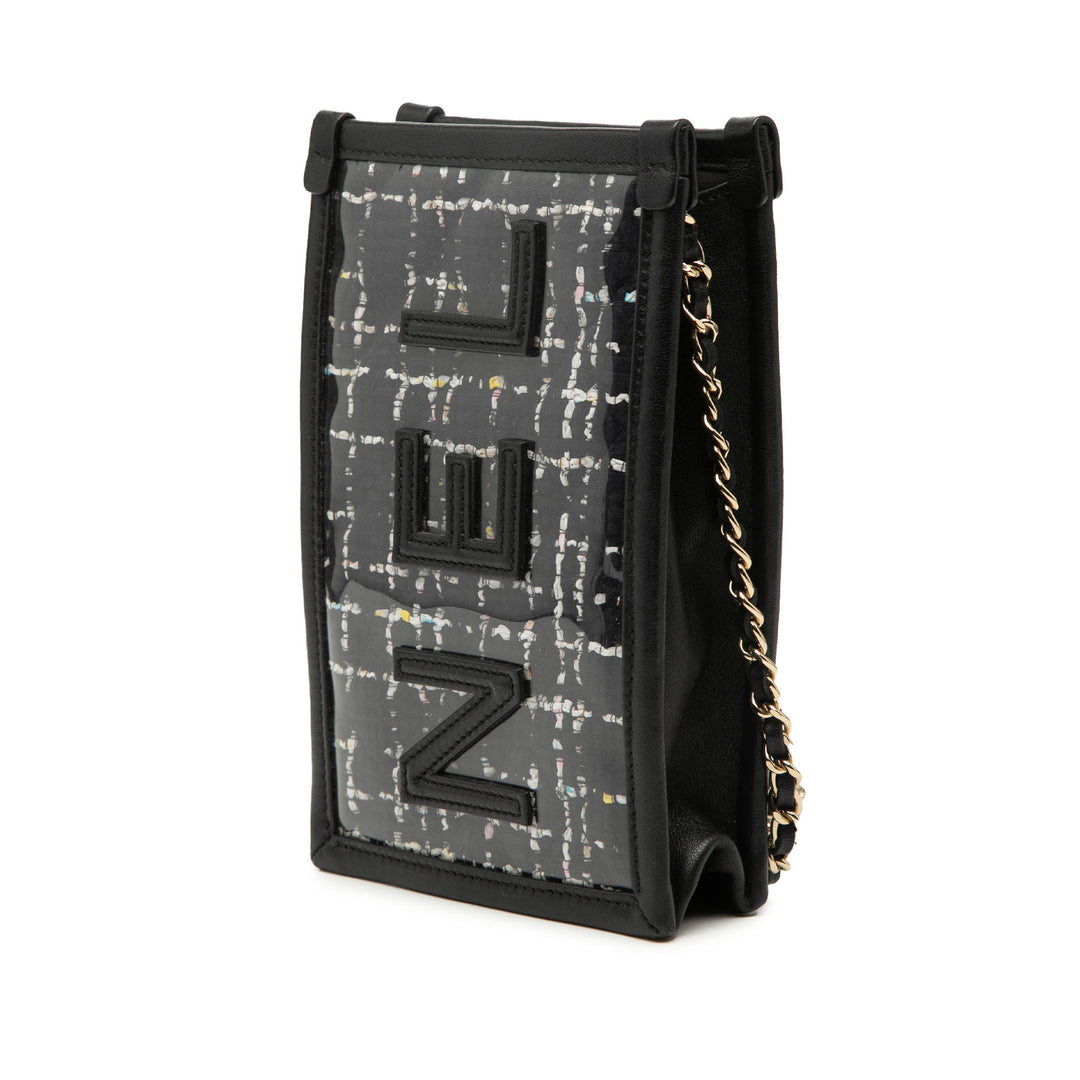 Chanel Tweed et PVC Phone Pochette avec chaîne