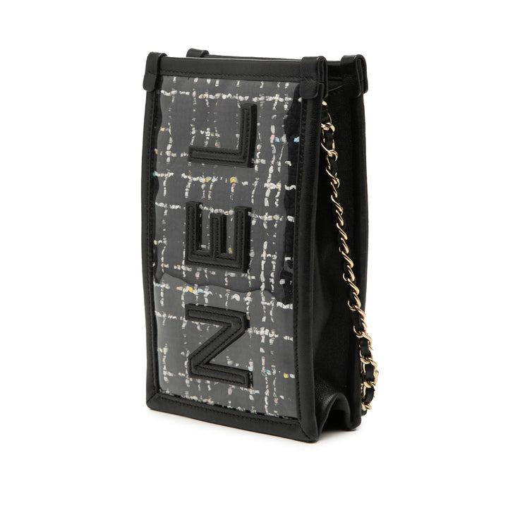 Chanel Tweed et PVC Phone Pochette avec chaîne