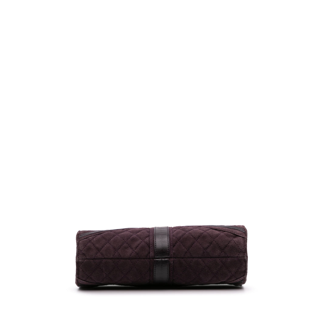 Quilted Suede Union Jack Clutch with Chain Purple - Gaby Paris
