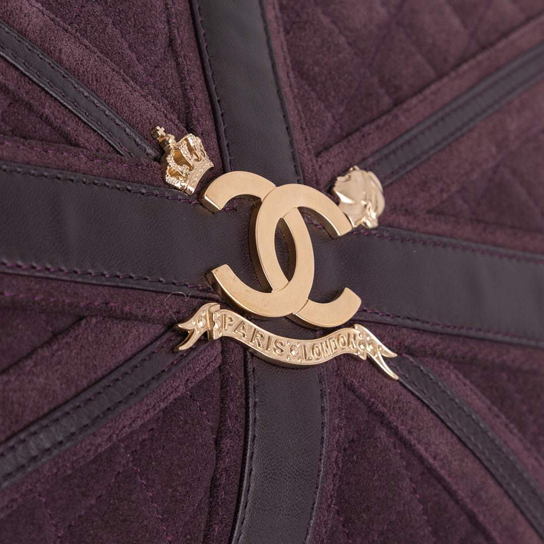 Quilted Suede Union Jack Clutch with Chain Purple - Gaby Paris