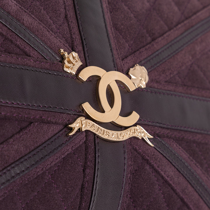 Quilted Suede Union Jack Clutch with Chain Purple - Gaby Paris
