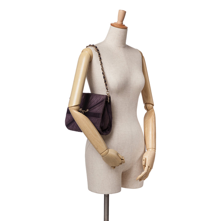Quilted Suede Union Jack Clutch with Chain Purple - Gaby Paris