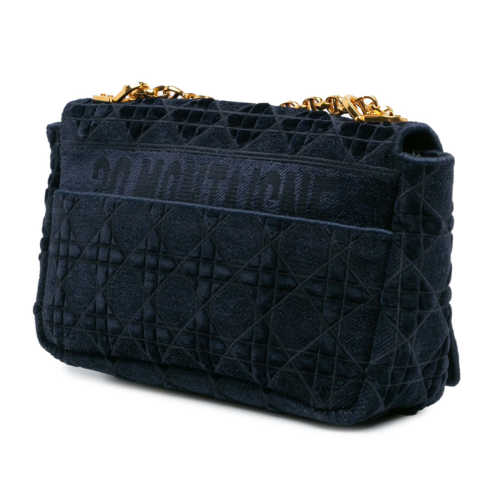 Medium Velvet Cannage Caro Bag Blue - Gaby Paris