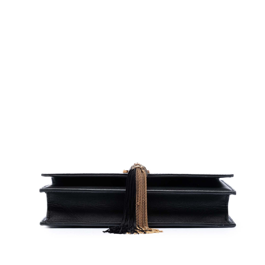 Saint Laurent Smooth Cuir de veau Monogram Kate Bicolor Pompon Portefeuille On Strap