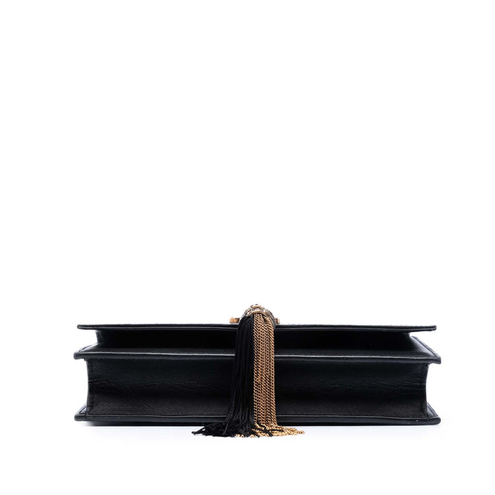 Saint Laurent Smooth Cuir de veau Monogram Kate Bicolor Pompon Portefeuille On Strap