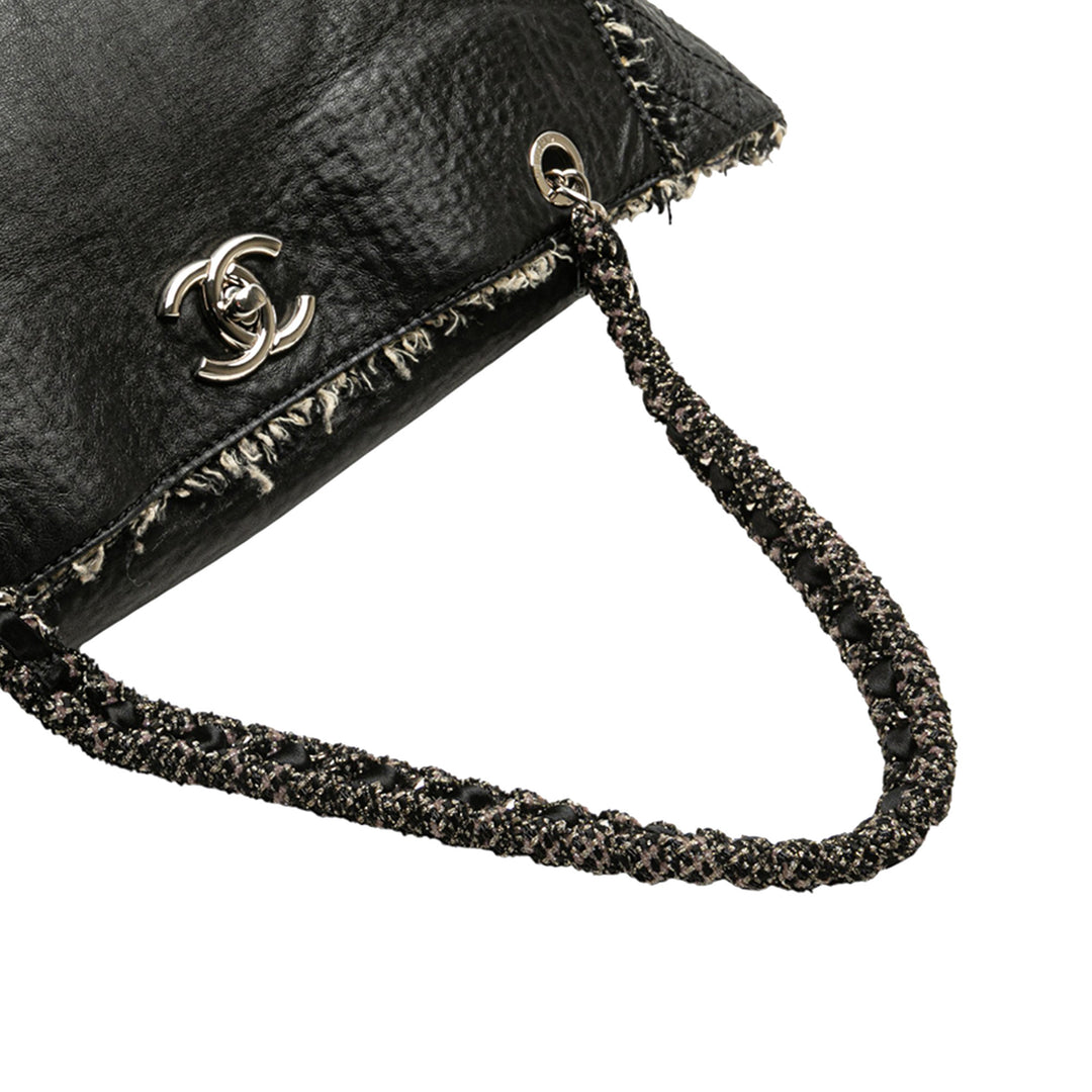Chanel Glazed Cuir de veau Tweed Tweedy Shopping Cabas Noir – GABY PARIS Authentique