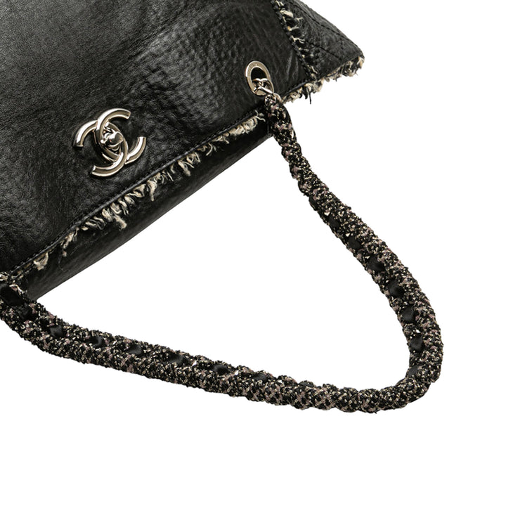Chanel Glazed Cuir de veau Tweed Tweedy Shopping Cabas Noir – GABY PARIS Authentique