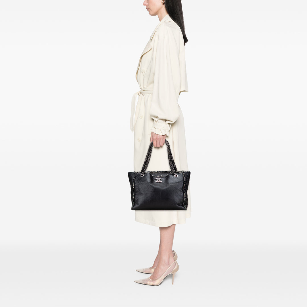 Chanel Glazed Cuir de veau Tweed Tweedy Shopping Cabas Noir – GABY PARIS Authentique