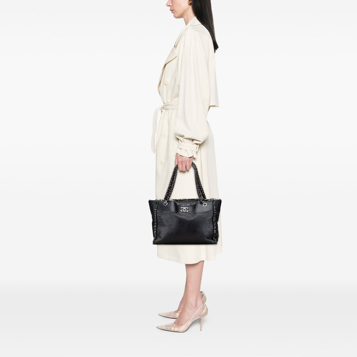 Chanel Glazed Cuir de veau Tweed Tweedy Shopping Cabas Noir – GABY PARIS Authentique