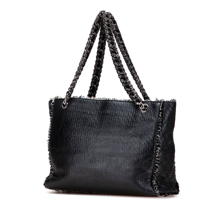 Chanel Glazed Cuir de veau Tweed Tweedy Shopping Cabas Noir – GABY PARIS Authentique
