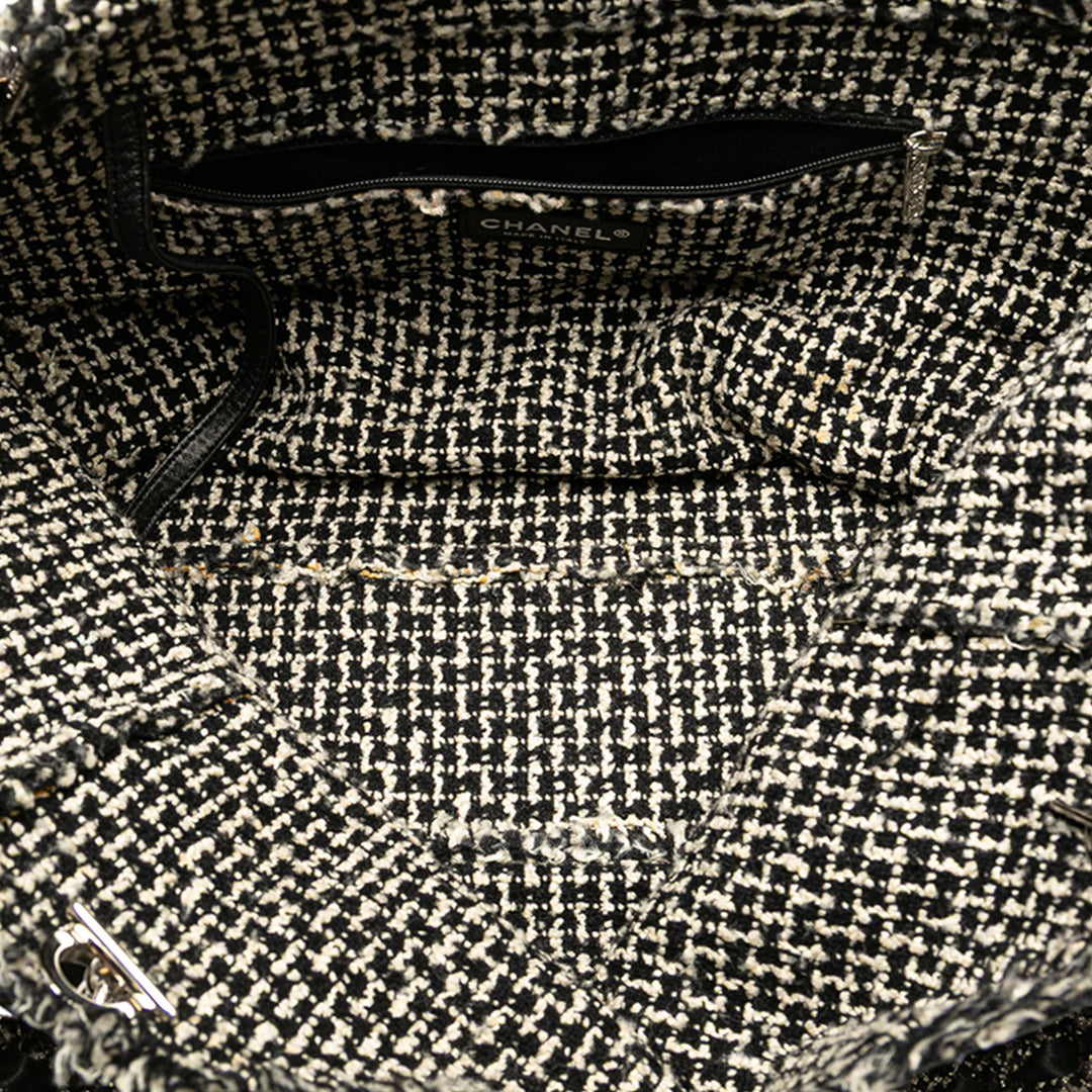 Chanel Glazed Cuir de veau Tweed Tweedy Shopping Cabas Noir – GABY PARIS Authentique