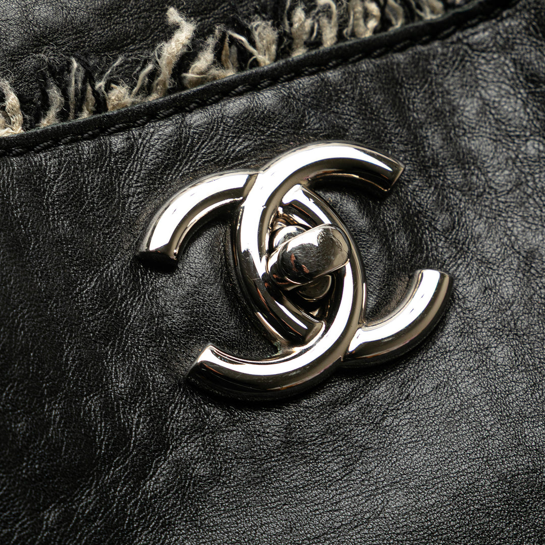 Chanel Glazed Cuir de veau Tweed Tweedy Shopping Cabas Noir – GABY PARIS Authentique
