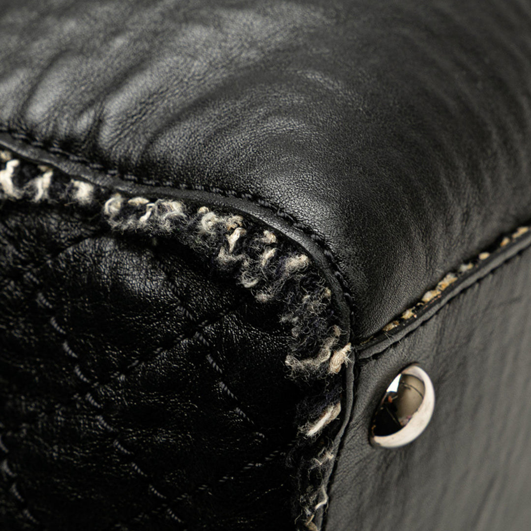 Chanel Glazed Cuir de veau Tweed Tweedy Shopping Cabas Noir – GABY PARIS Authentique