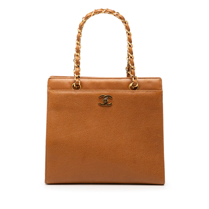 Chanel CC Caviar Chain Turn Lock Cabas