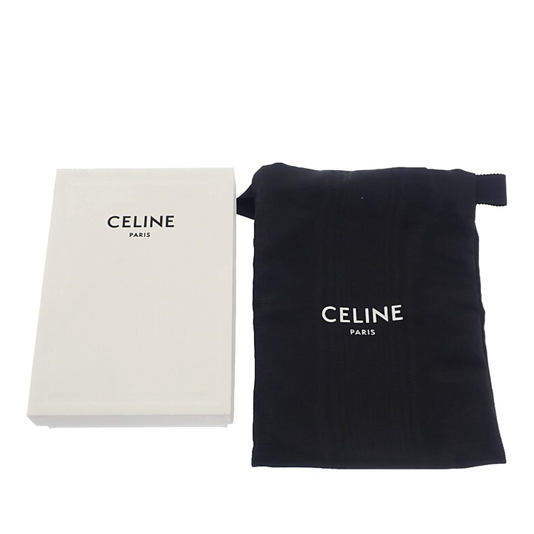 Celine Souple grainé Triomphe Compact Portefeuille Cuir de veau grainé Noir