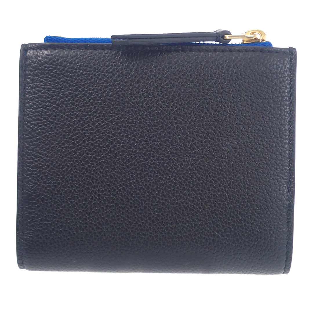 Celine Souple grainé Triomphe Compact Portefeuille Cuir de veau grainé Noir